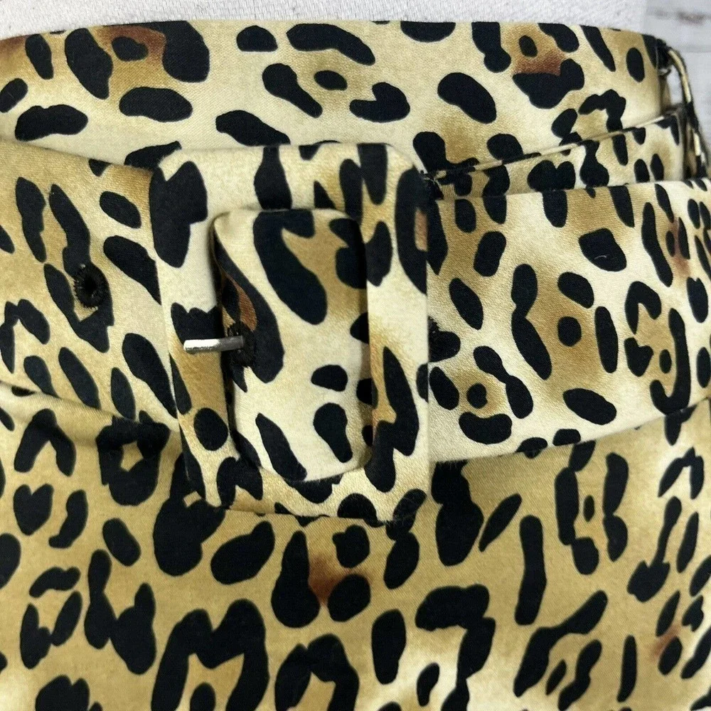 Adrienne Vittadini Skirt 4 Brown Black Gold Cheetah Animal Straight Pencil Belt